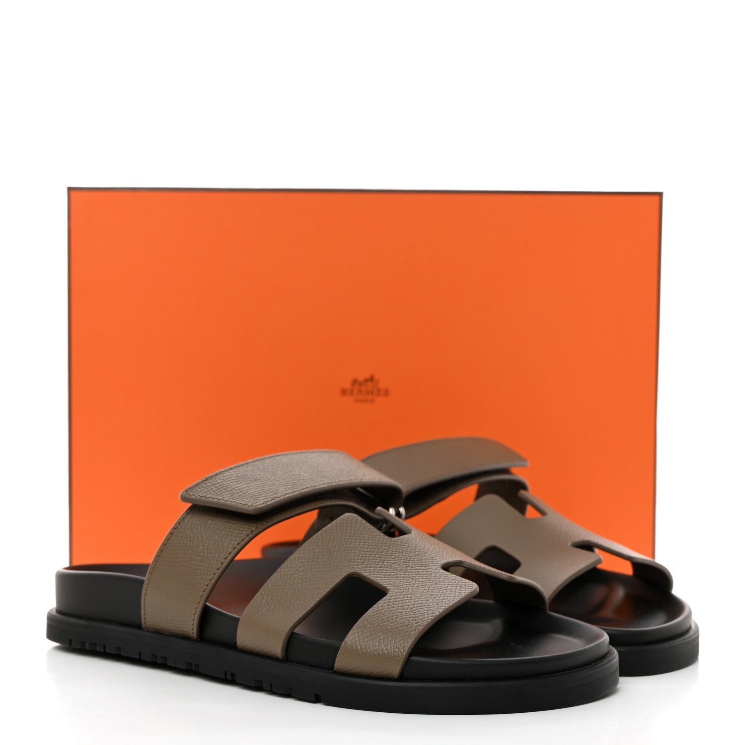 Hermes Epsom Womens Chypre Sandals 36 Etoupe 9 of 9