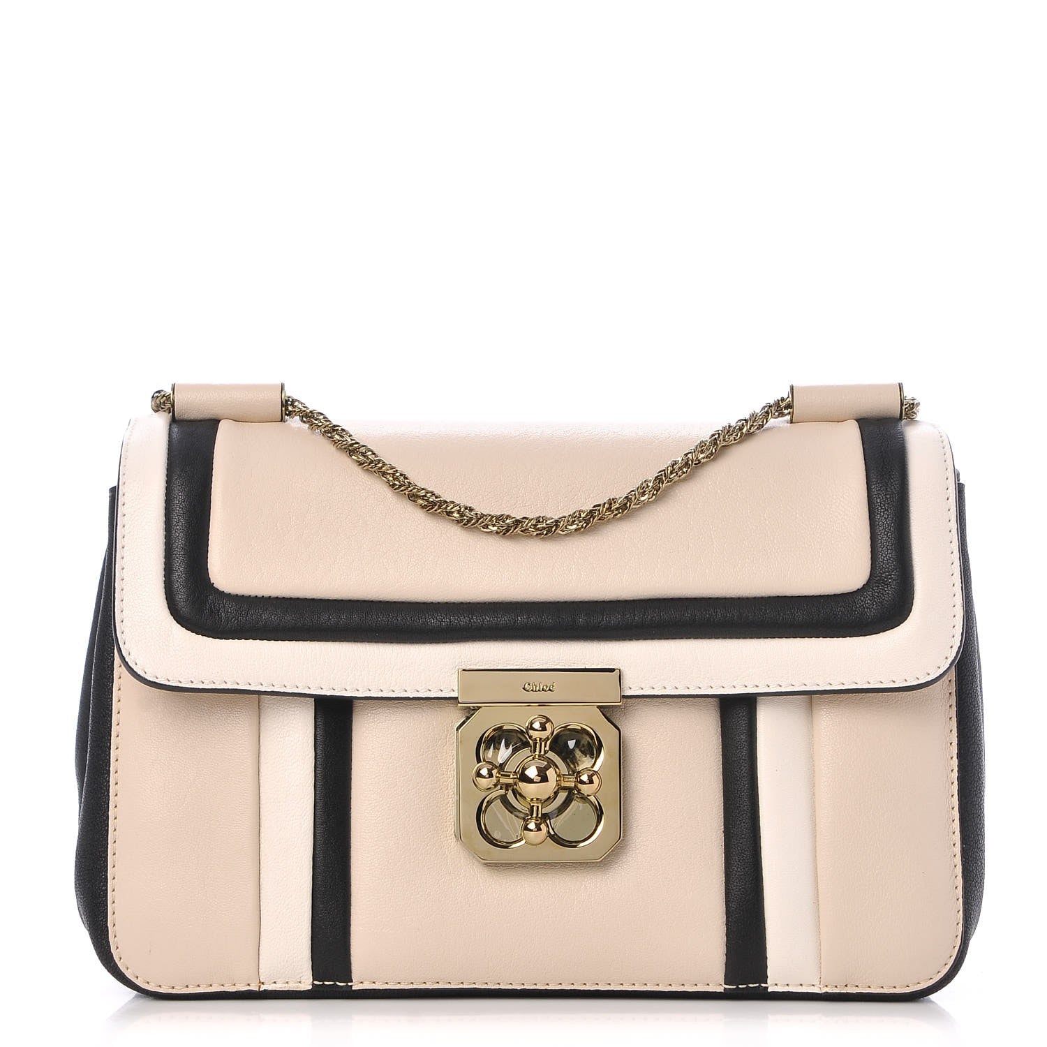 Chloe Goatskin Medium Elsie Shoulder Bag Black White 1 of 7