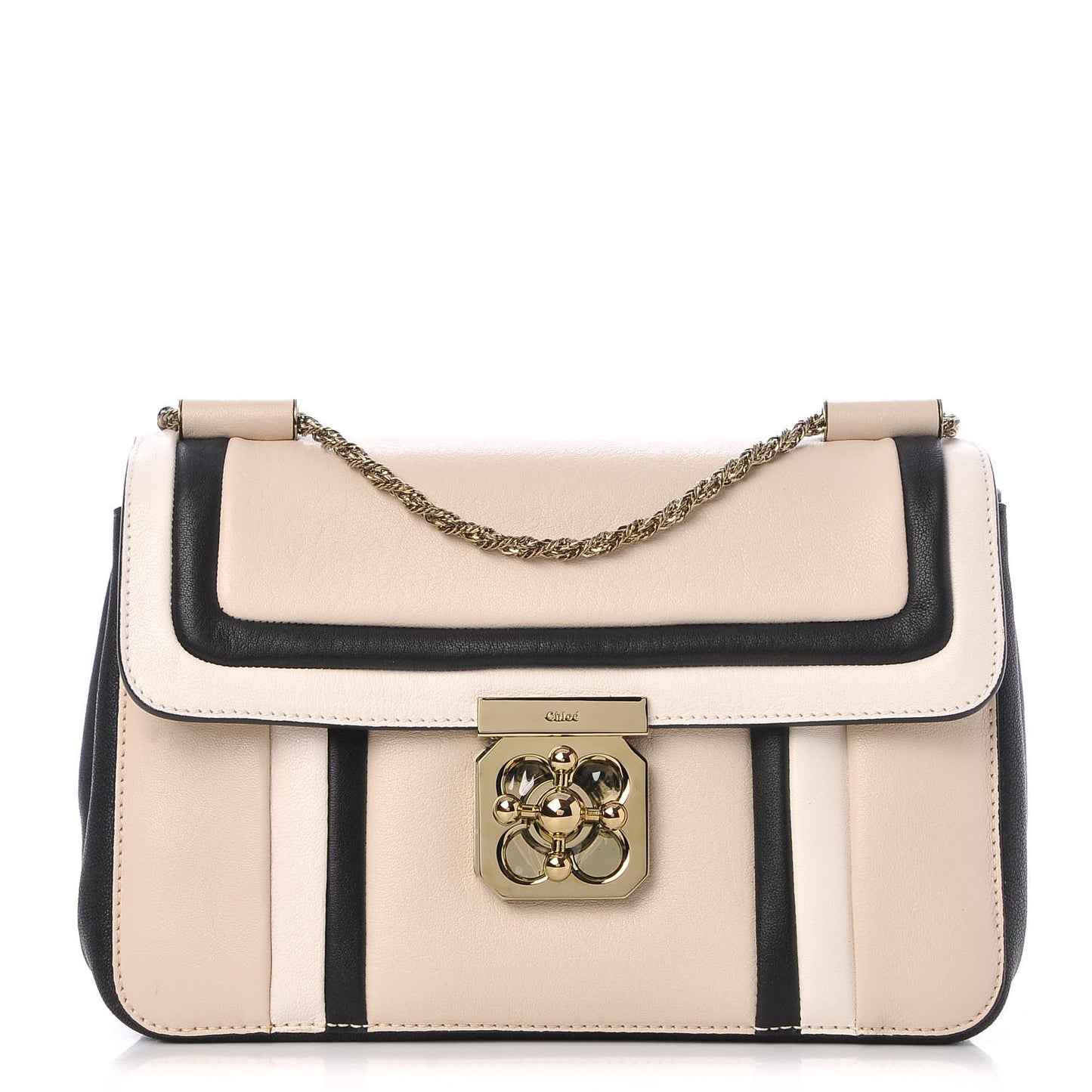 Goatskin Medium Elsie Shoulder Bag Black White