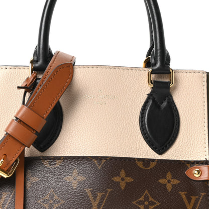Louis Vuitton Calfskin Monogram Fold Tote Black Khaki Cream 7 of 9
