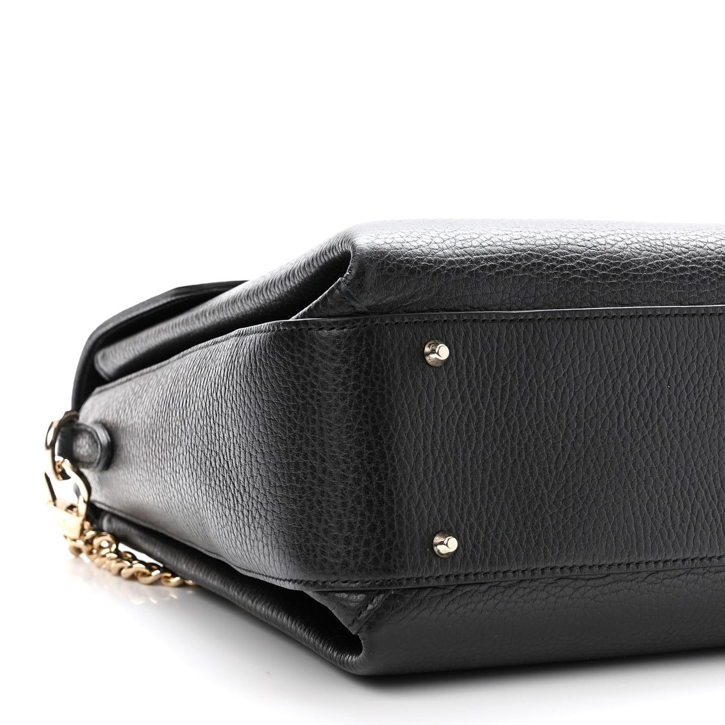 Dollar Calfskin Medium Interlocking G Top Handle Shoulder Bag Black