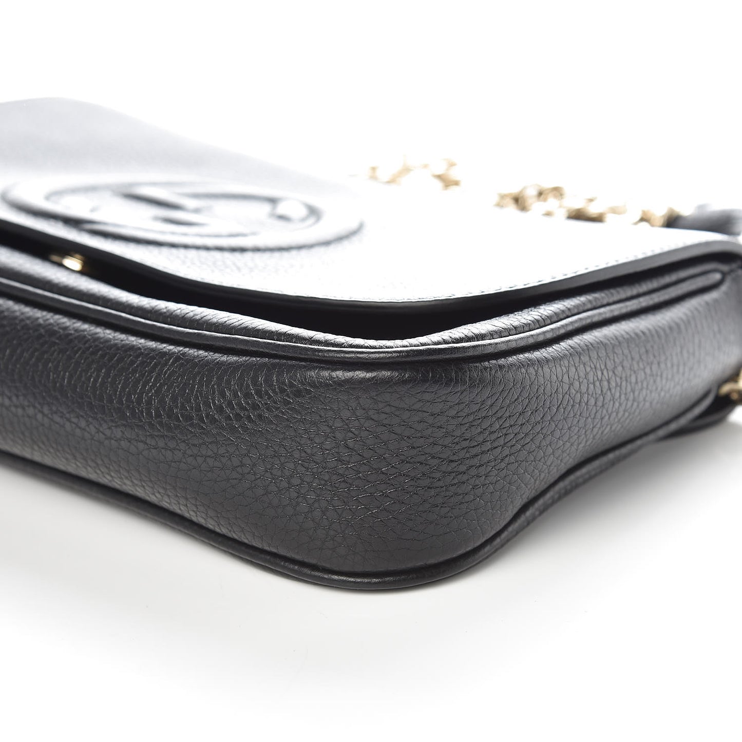 Pebbled Calfskin Medium Soho Flap Crossbody Black