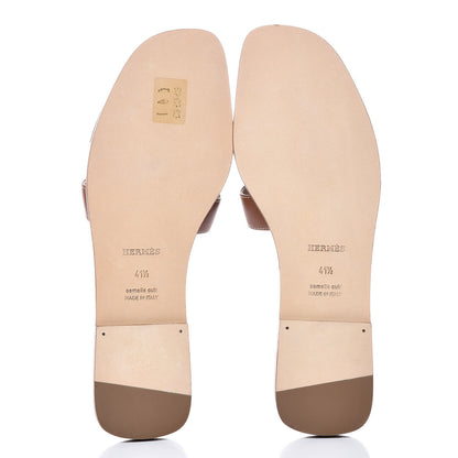 Hermes Box Calfskin Oran Sandals 41.5 Gold 5 of 8
