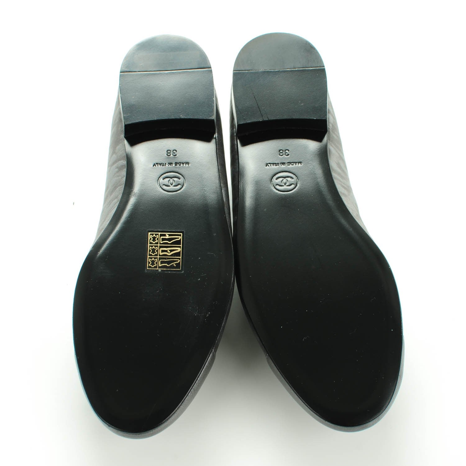 Chanel Metallic Lambskin Camellia Cap Toe Ballerina Flats 38 Dark Grey 5 of 8