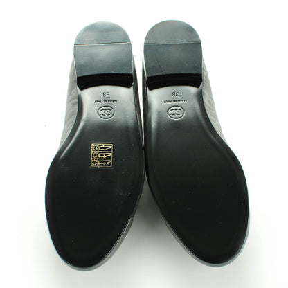 Chanel Metallic Lambskin Camellia Cap Toe Ballerina Flats 38 Dark Grey 5 of 8