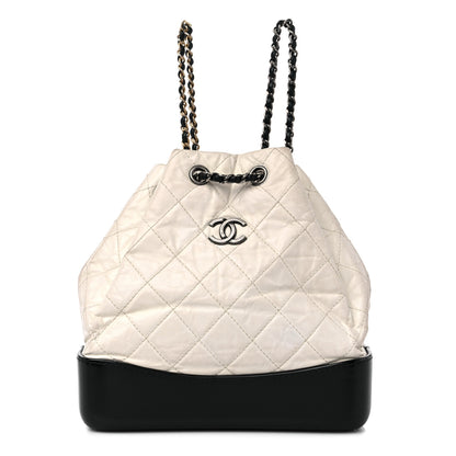 Chanel Aged Calfskin Quilted Small Gabrielle Backpack Black White 1 of 14