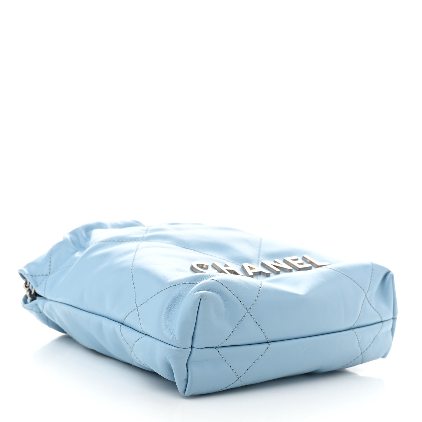 Shiny Calfskin Quilted Mini Chanel 22 Light Blue