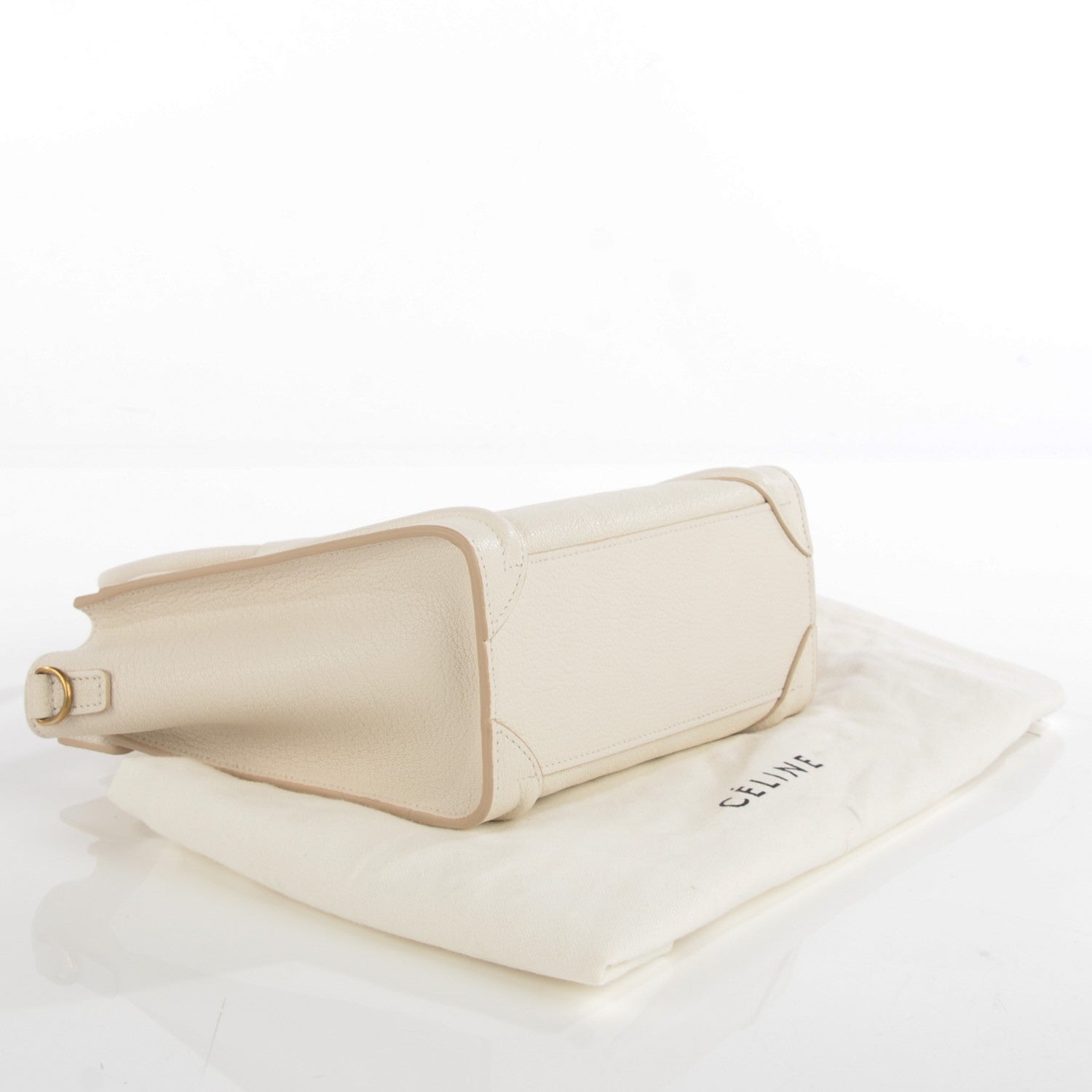 Celine Drummed Calfskin Nano Luggage White 4 of 9