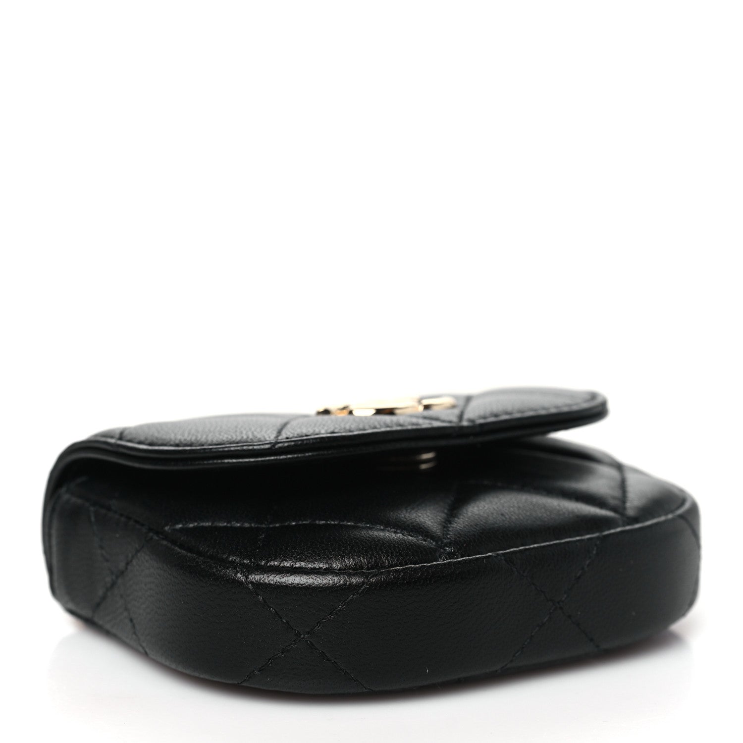 Chanel Lambskin Quilted Pearl Top Handle Clutch With Chain Black 4 of 12