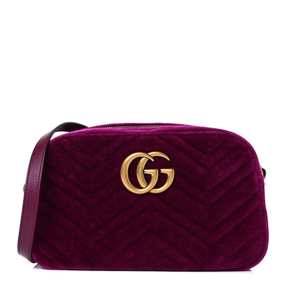 Gucci Velvet Matelasse Small GG Marmont Chain Shoulder Bag Fuchsia Violet Cyclamen 1 of 13