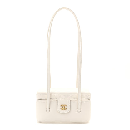 Chanel Shiny Caviar Preppy Coco Long Vanity With Strap White 1 of 10
