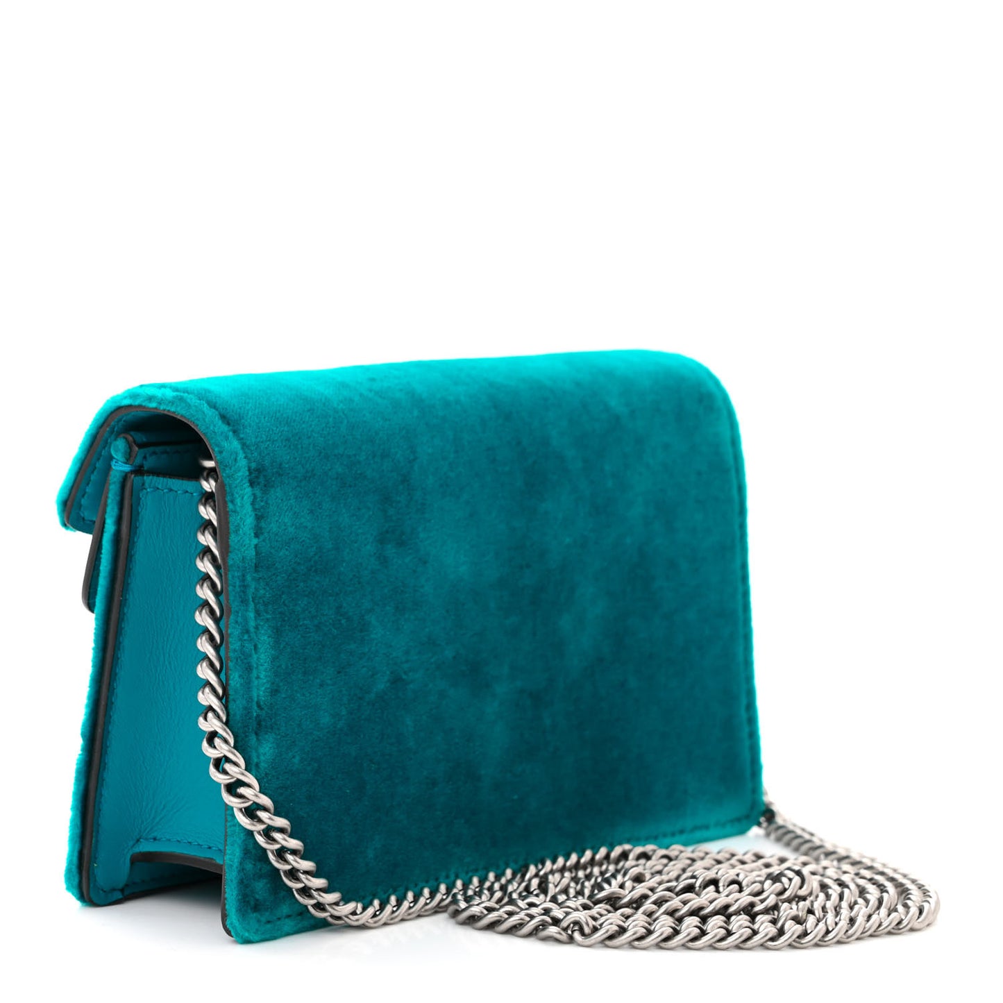 Velvet Super Mini Dionysus Shoulder Bag Pavone Cyan