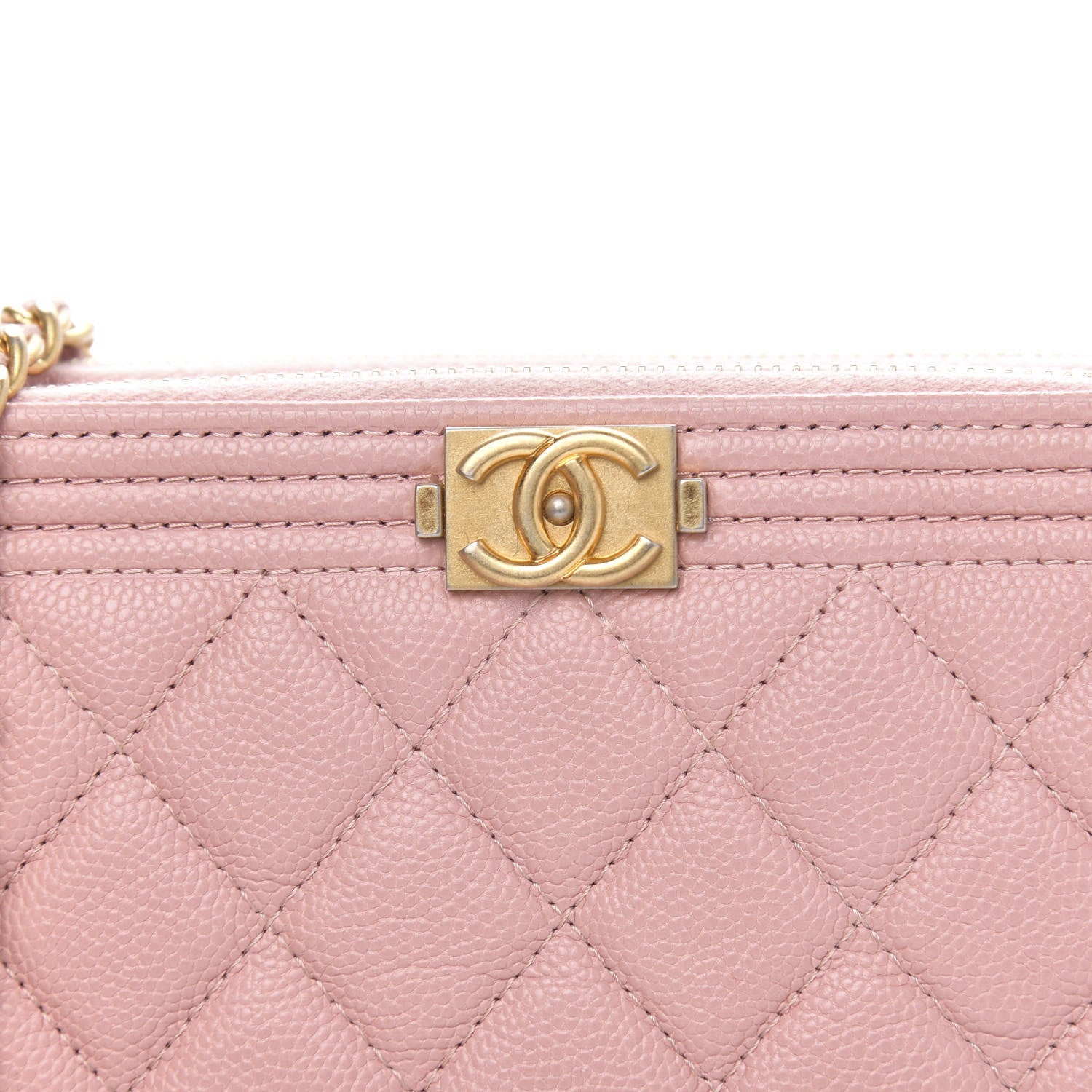 Chanel Caviar Quilted Small Boy Clutch With Chain Pink 9 of 12