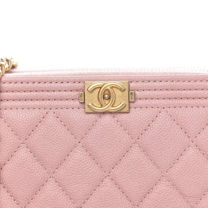 Chanel Caviar Quilted Small Boy Clutch With Chain Pink 9 of 12