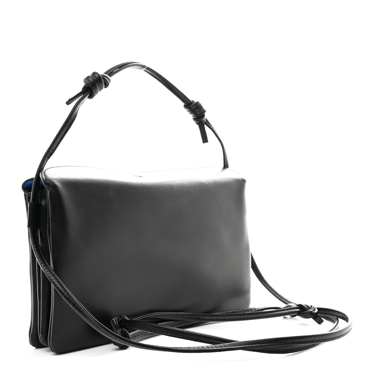 Smooth Lambskin Trio Flap Crossbody Bag Black