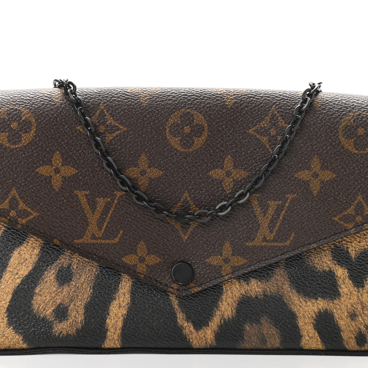 Monogram Animal Print Pochette Felicie Chain Wallet