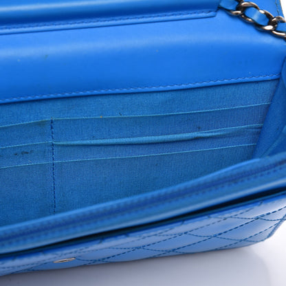 Chanel Patent Calfskin Quilted Boy Wallet On Chain WOC Blue 11 of 17