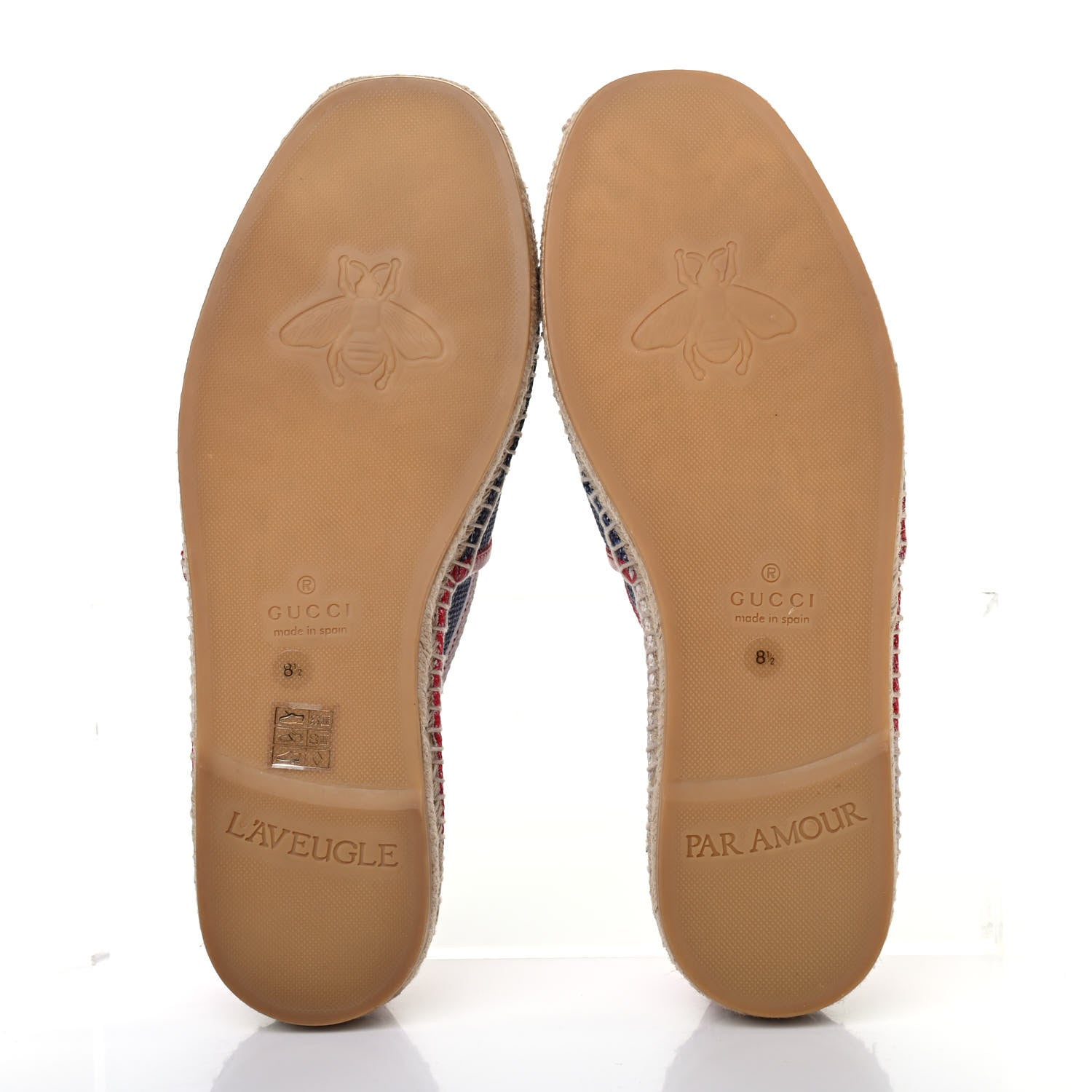 Gucci Canvas Sylvie Stripe Logo Mens Espadrilles 8.5 Mystic White Hibiscus Red Maritime 4 of 4