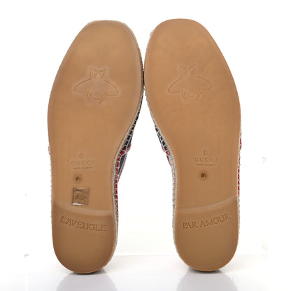 Gucci Canvas Sylvie Stripe Logo Mens Espadrilles 8.5 Mystic White Hibiscus Red Maritime 4 of 4