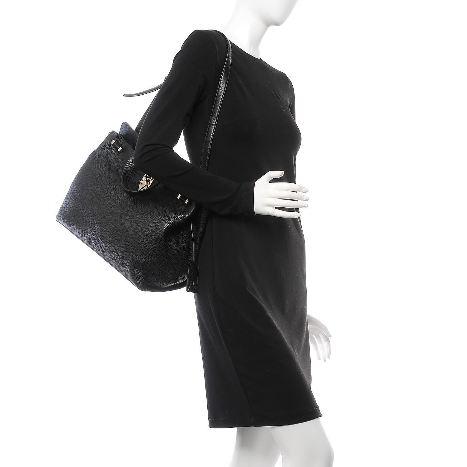 Valentino Garavani Pebbled Calfskin Large JoyLock Satchel Black 2 of 12