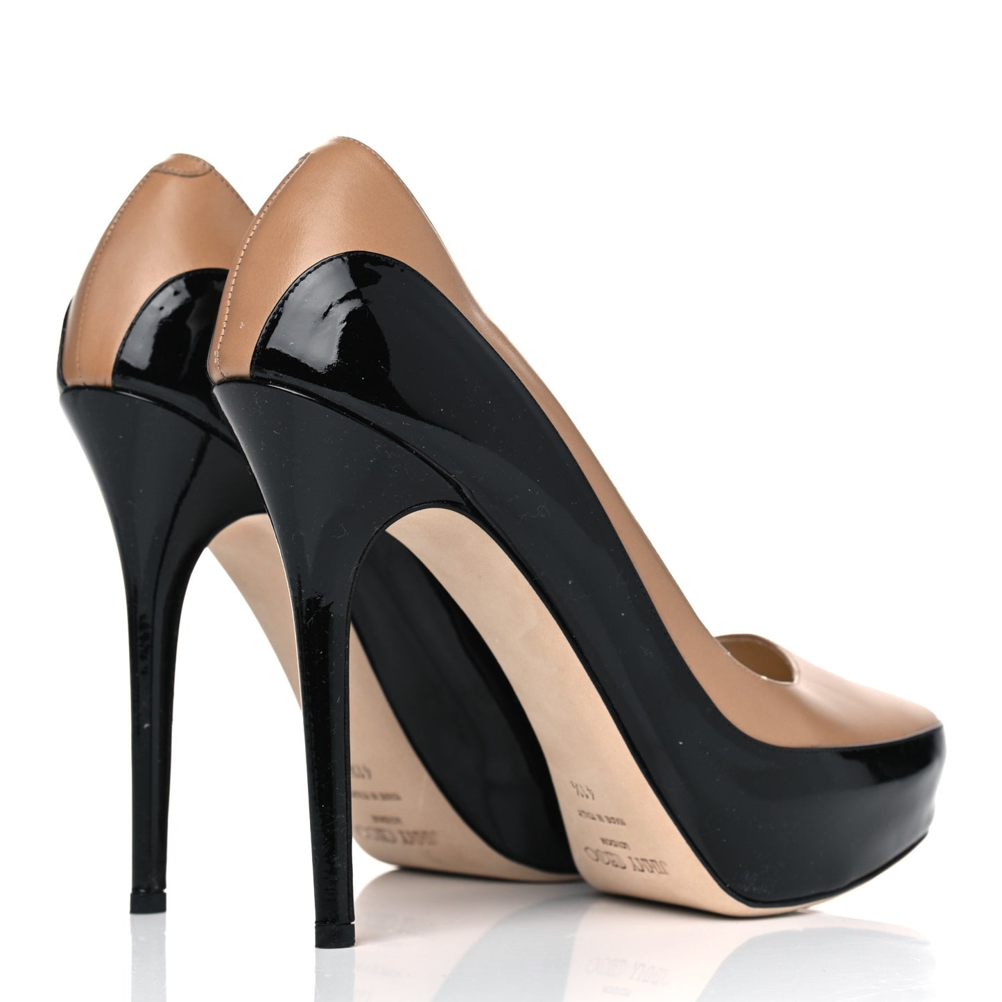 Patent Napa Sepia Platform Pumps 41.5 Beige Black