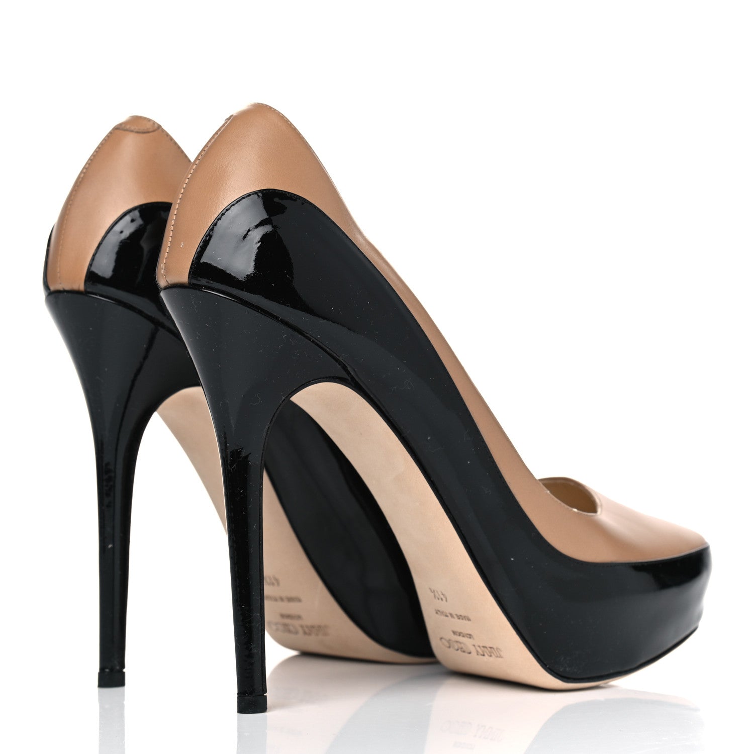 Jimmy Choo Patent Napa Sepia Platform Pumps 41.5 Beige Black 4 of 6