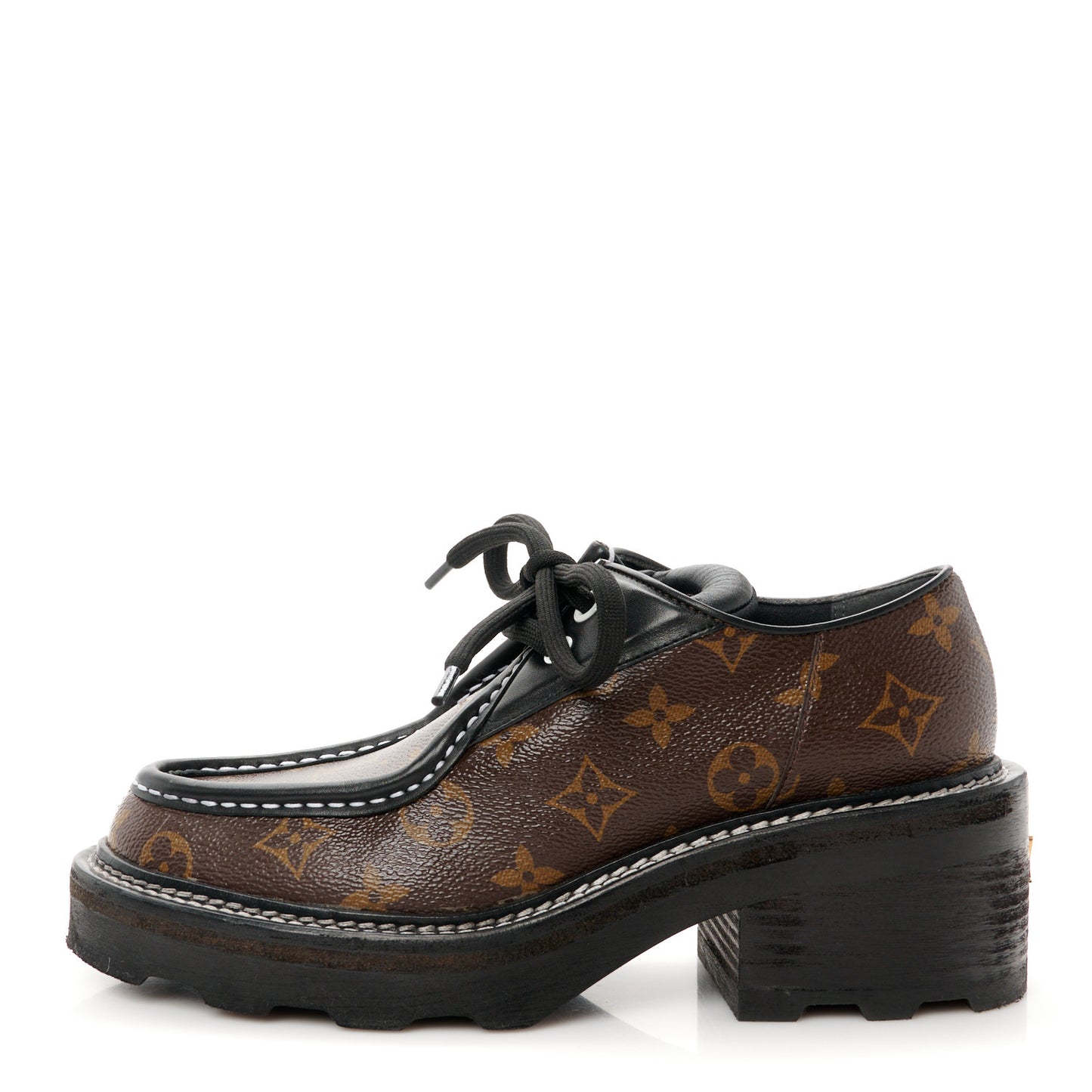 Monogram Calfskin Beaubourg Platform Derby Shoes 38 Brown