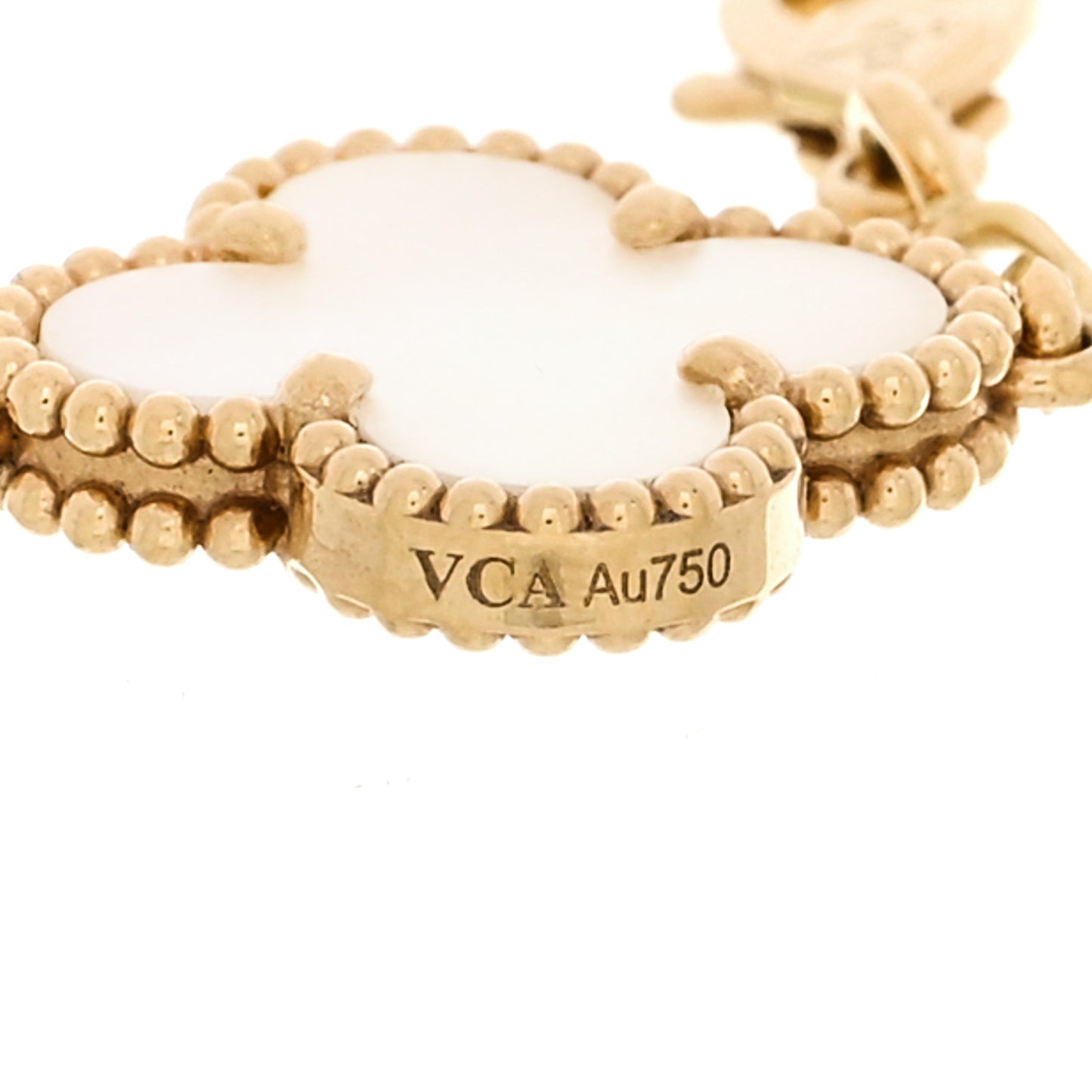 VAN CLEEF &amp; ARPELS 18K Yellow Gold Mother of Pearl 5 Motifs Vintage Alhambra Bracelet