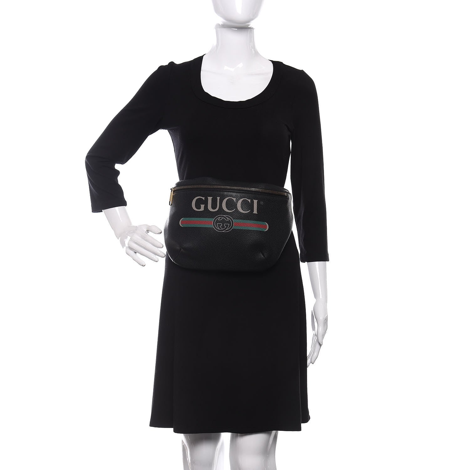 Gucci Grained Calfskin Logo Belt Bag Black 2 of 10
