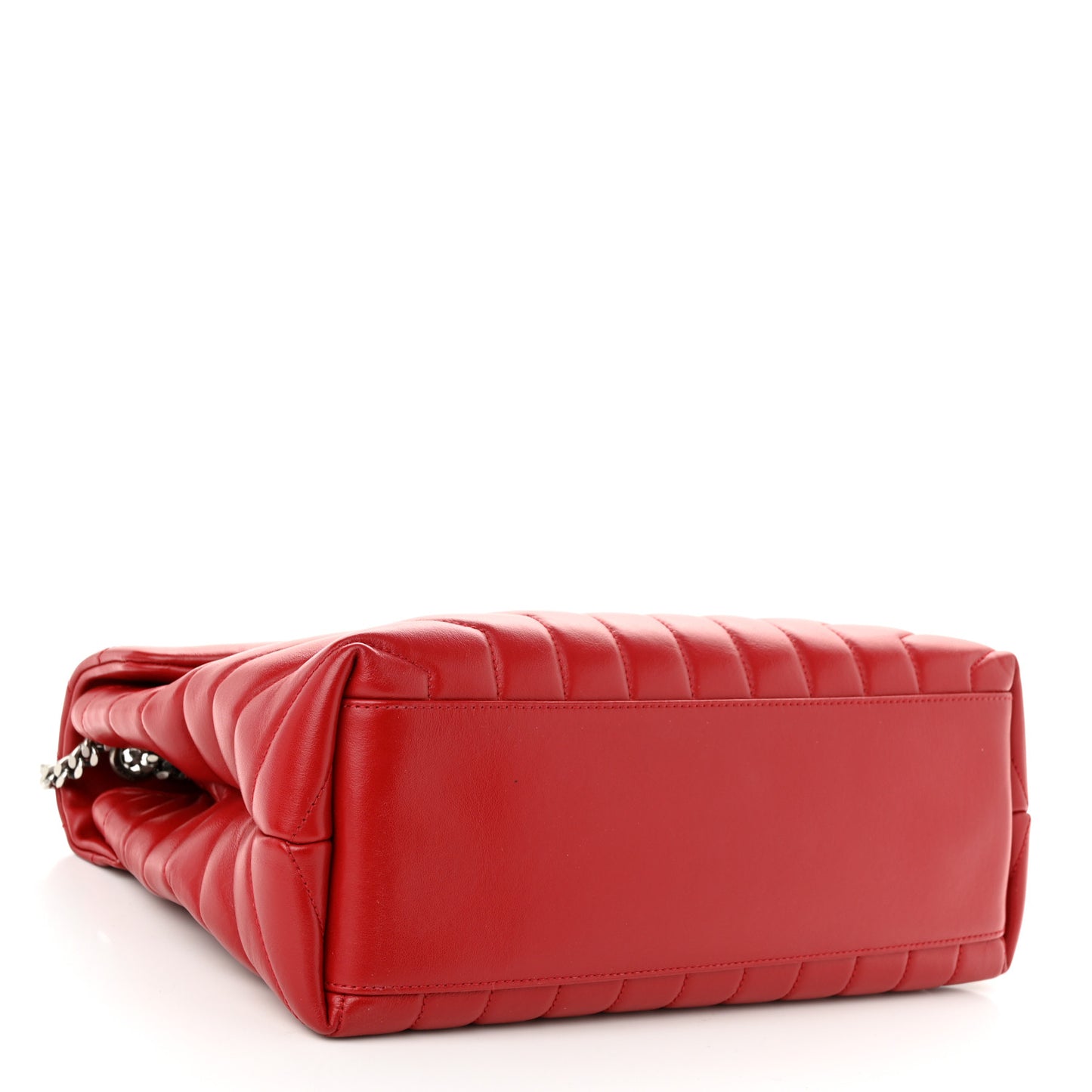 Calfskin Y Quilted Monogram Medium Loulou Chain Satchel Lipstick Red
