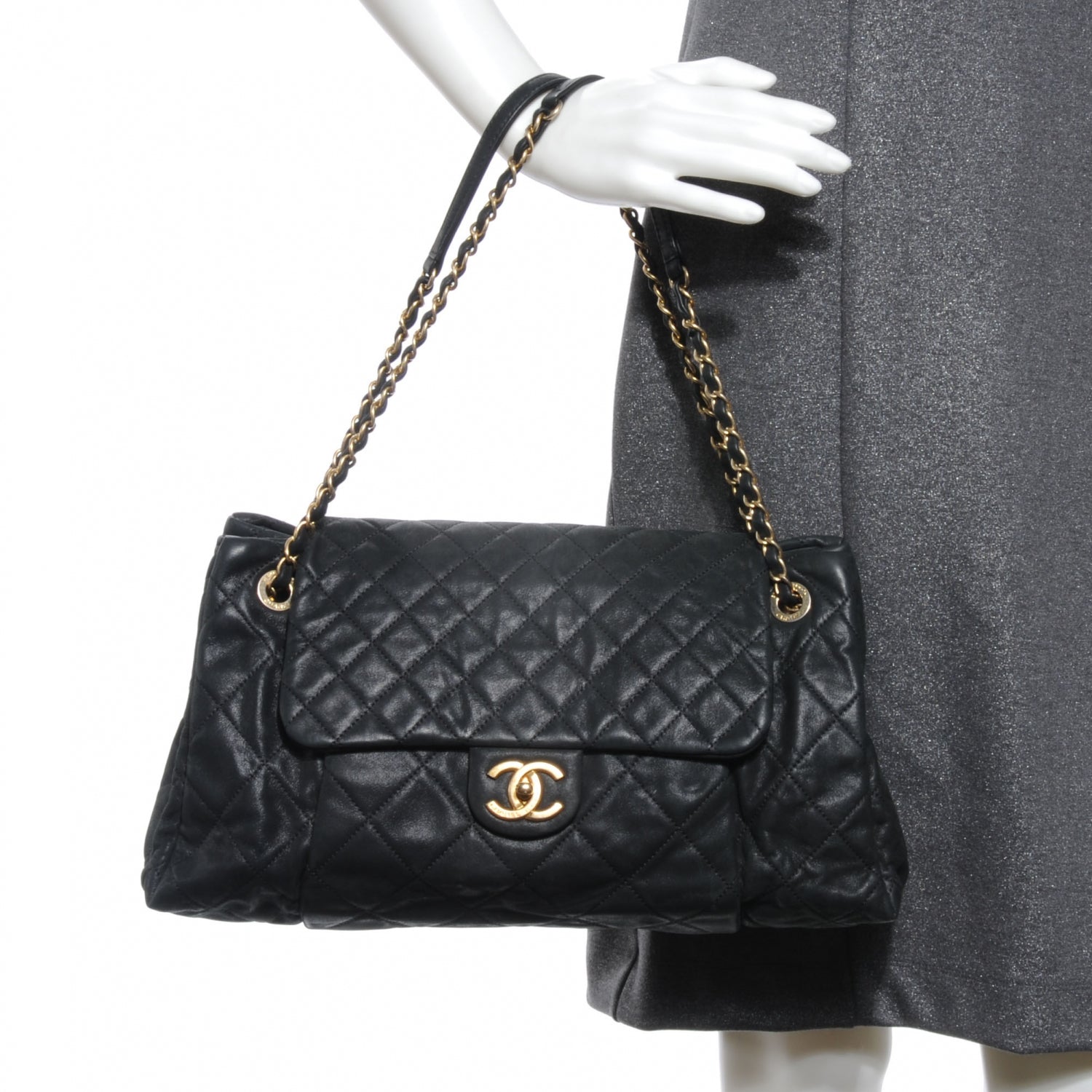 Chanel Iridescent Calfskin Chic Quilt Large Flap Black 2 of 8