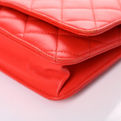 Chanel Lambskin Quilted Wallet On Chain WOC Red 10 of 21
