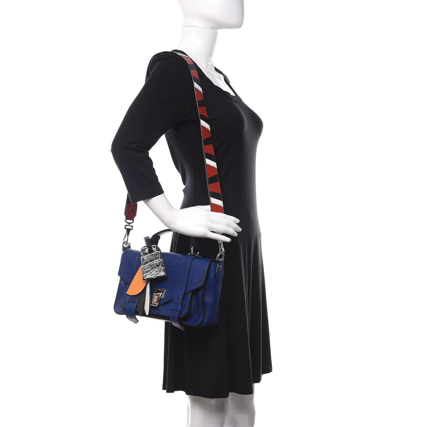 Grainy Calfskin Tiny PS1 Patchwork Satchel Blue