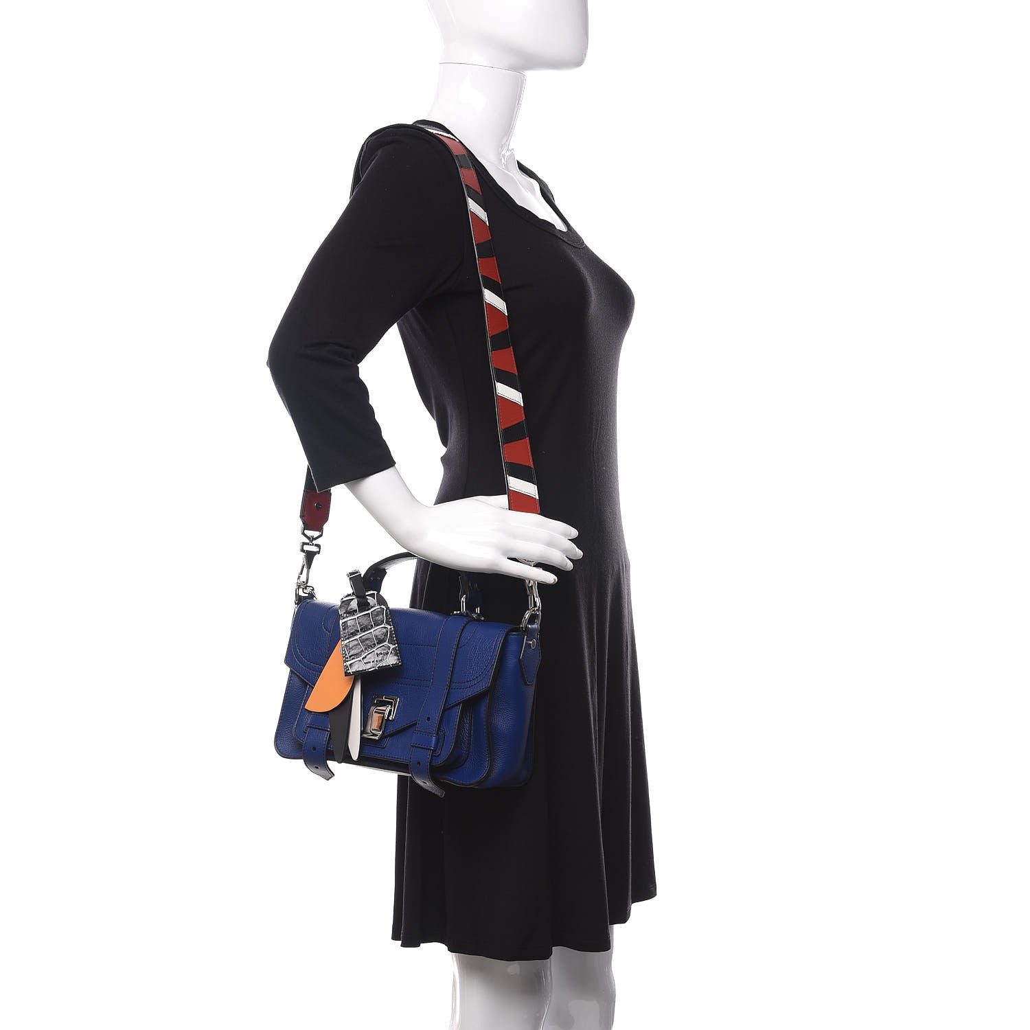 Proenza Schouler Grainy Calfskin Tiny PS1 Patchwork Satchel Blue 2 of 9