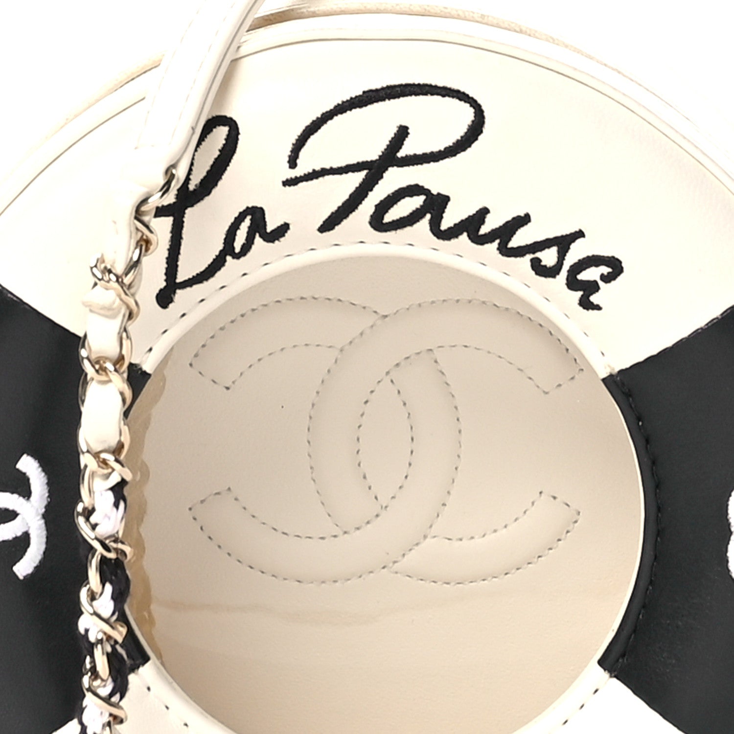 Chanel Lambskin Coco Lifesaver Round Bag Black White 8 of 10