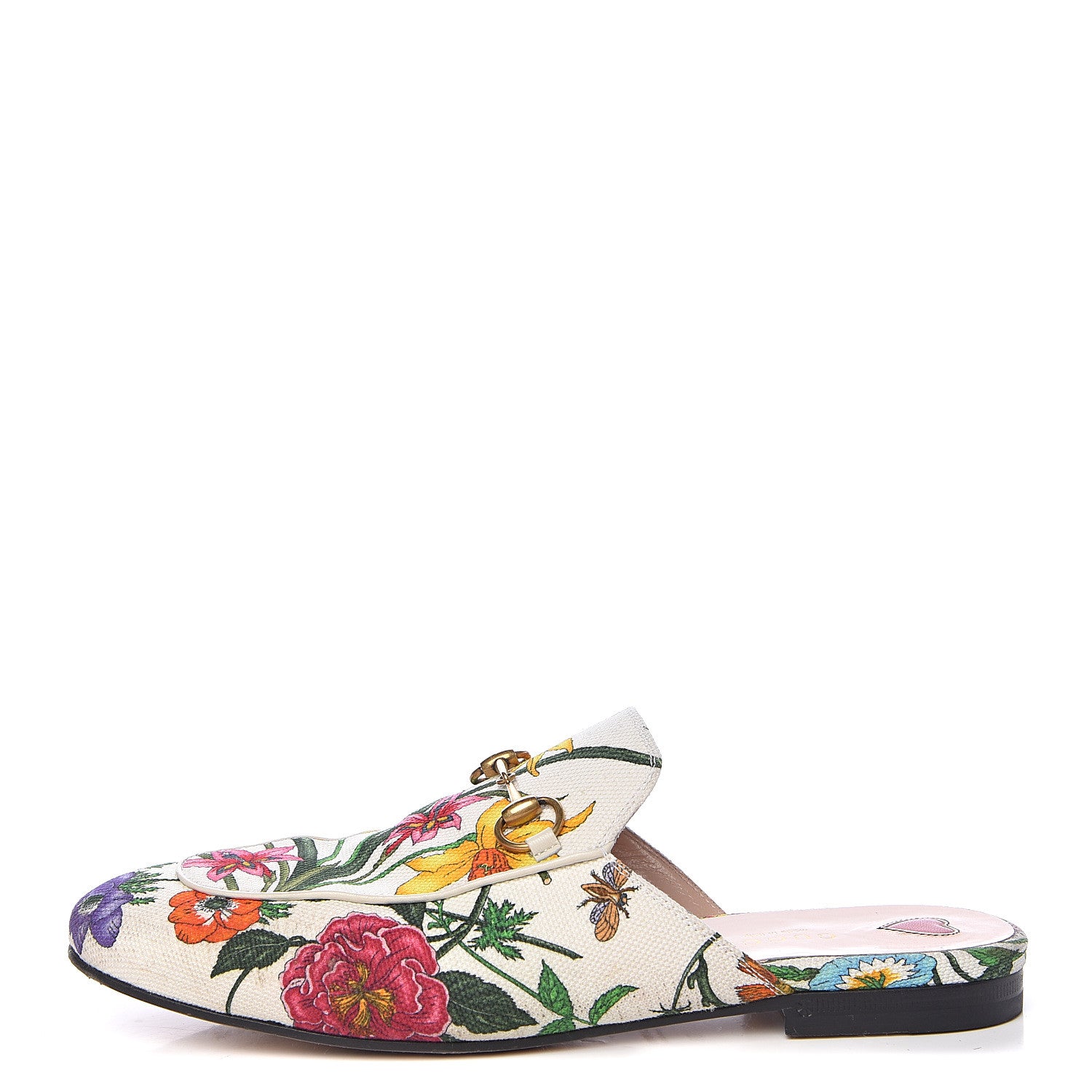 Gucci Canvas Flora Womens Princetown Slippers 39 White Multicolor 1 of 19