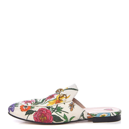 Gucci Canvas Flora Womens Princetown Slippers 39 White Multicolor 1 of 19