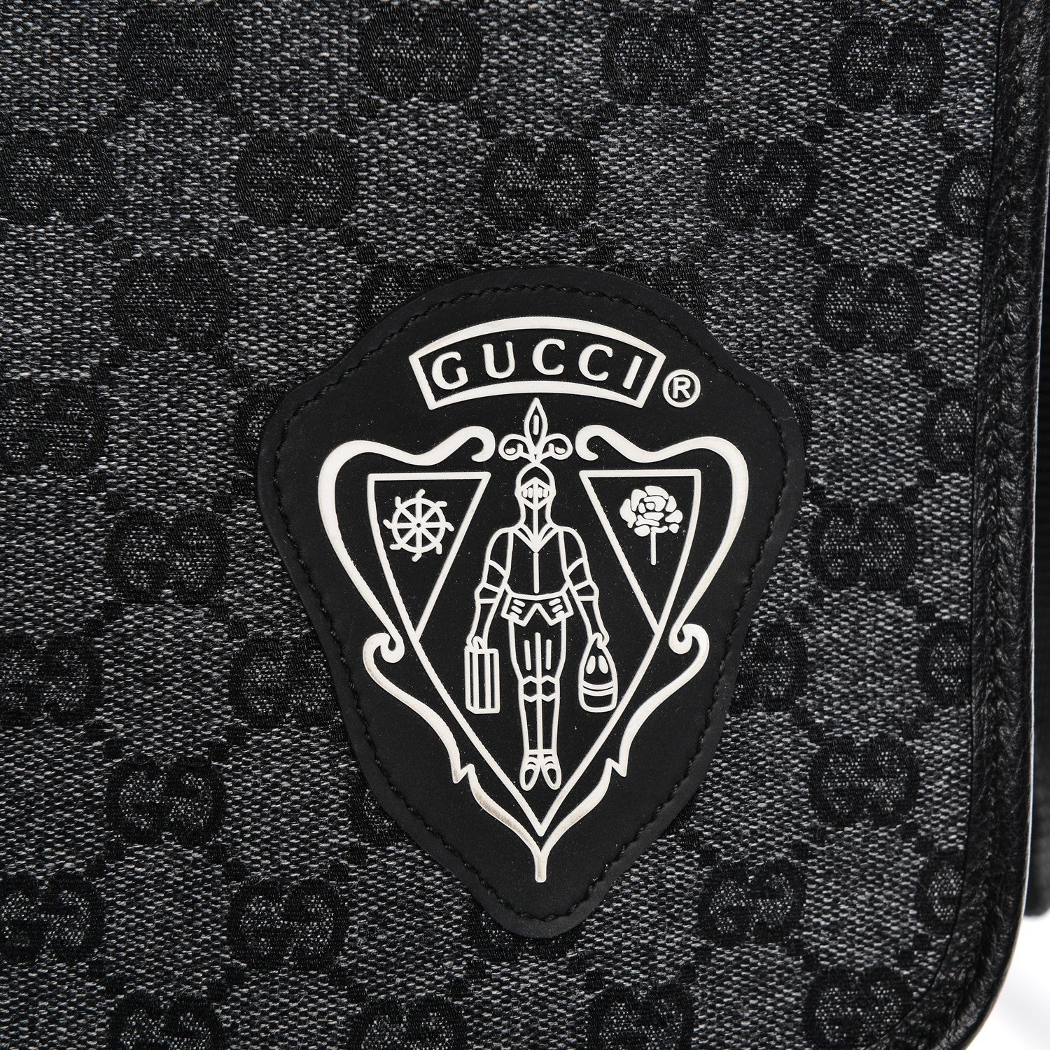 Gucci Denim Monogram Hysteria Double Buckle Flap Messenger Bag 8 of 8