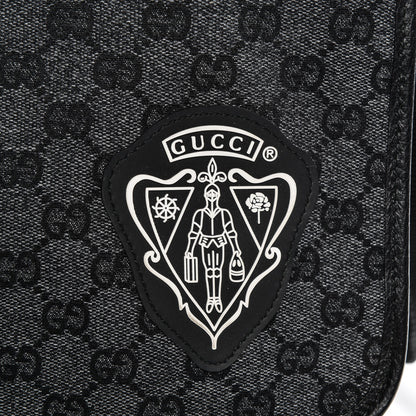 Gucci Denim Monogram Hysteria Double Buckle Flap Messenger Bag 8 of 8