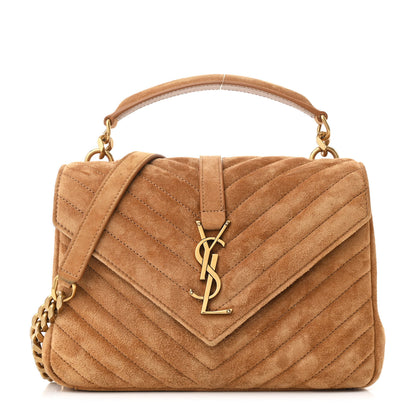 Saint Laurent Suede Matelasse Chevron Monogram Medium College Bag Cinnamon 1 of 11