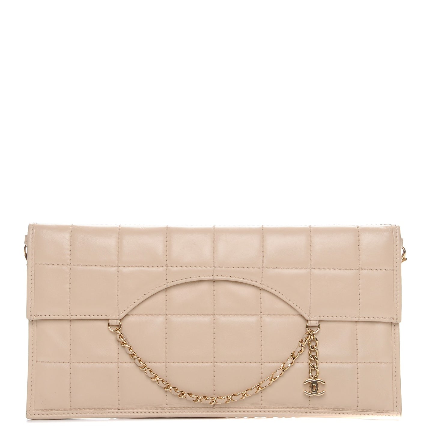 Lambskin Chocolate Bar Convertible Clutch Beige