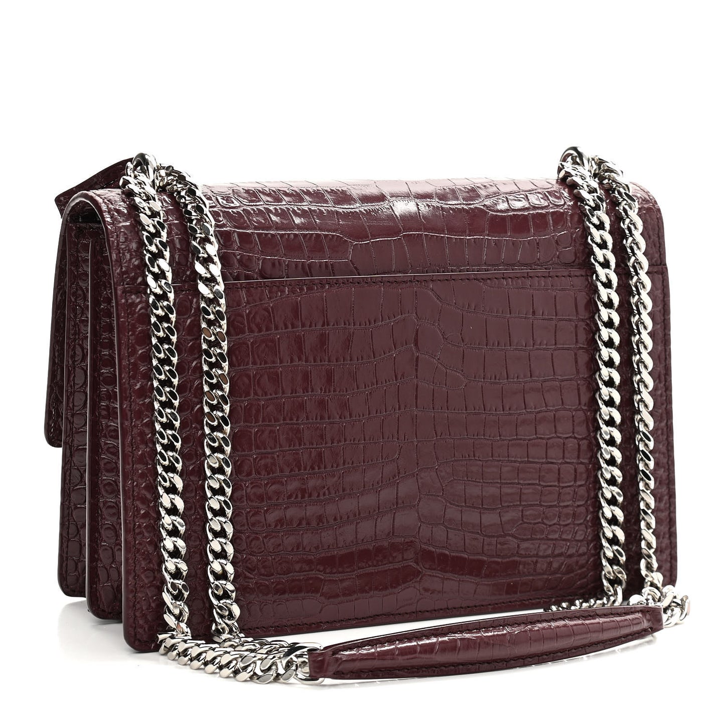 Calfskin Crocodile Embossed Medium Monogram Sunset Rouge Legion