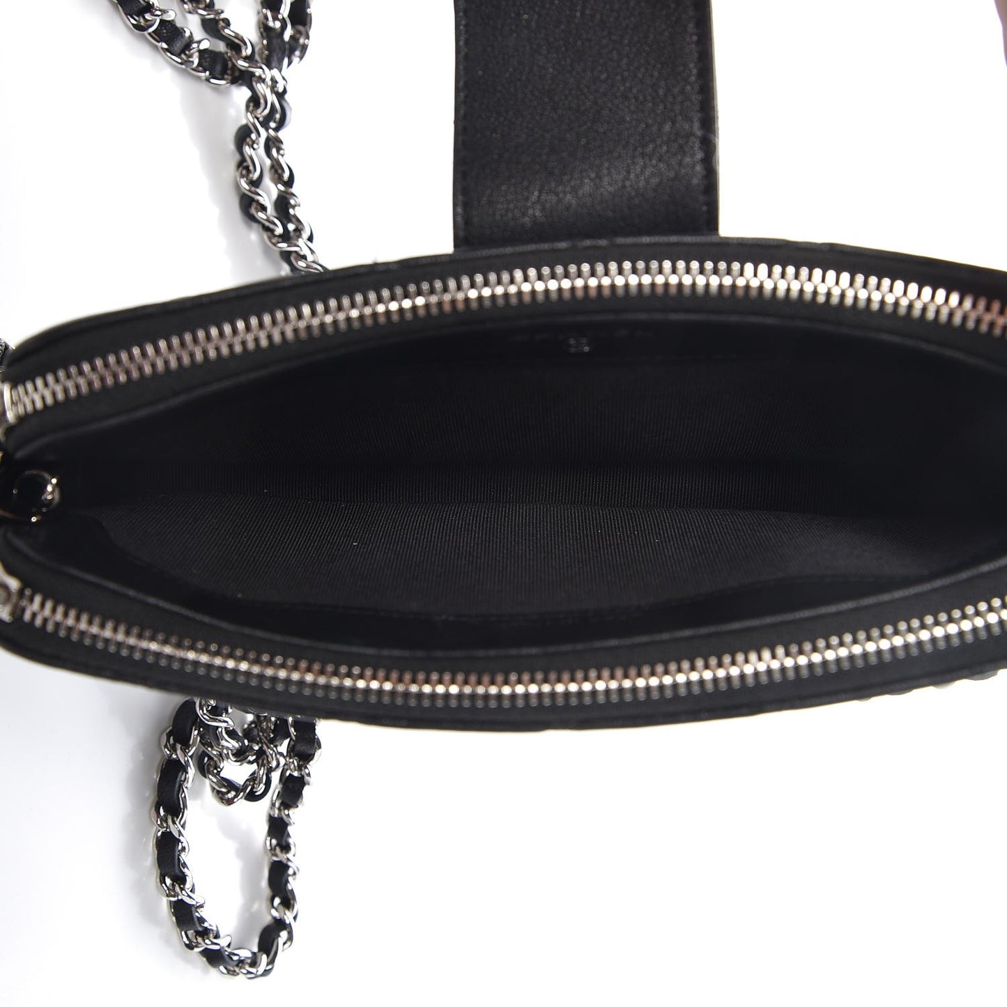Caviar Quilted CC Box Clutch With Chain Black