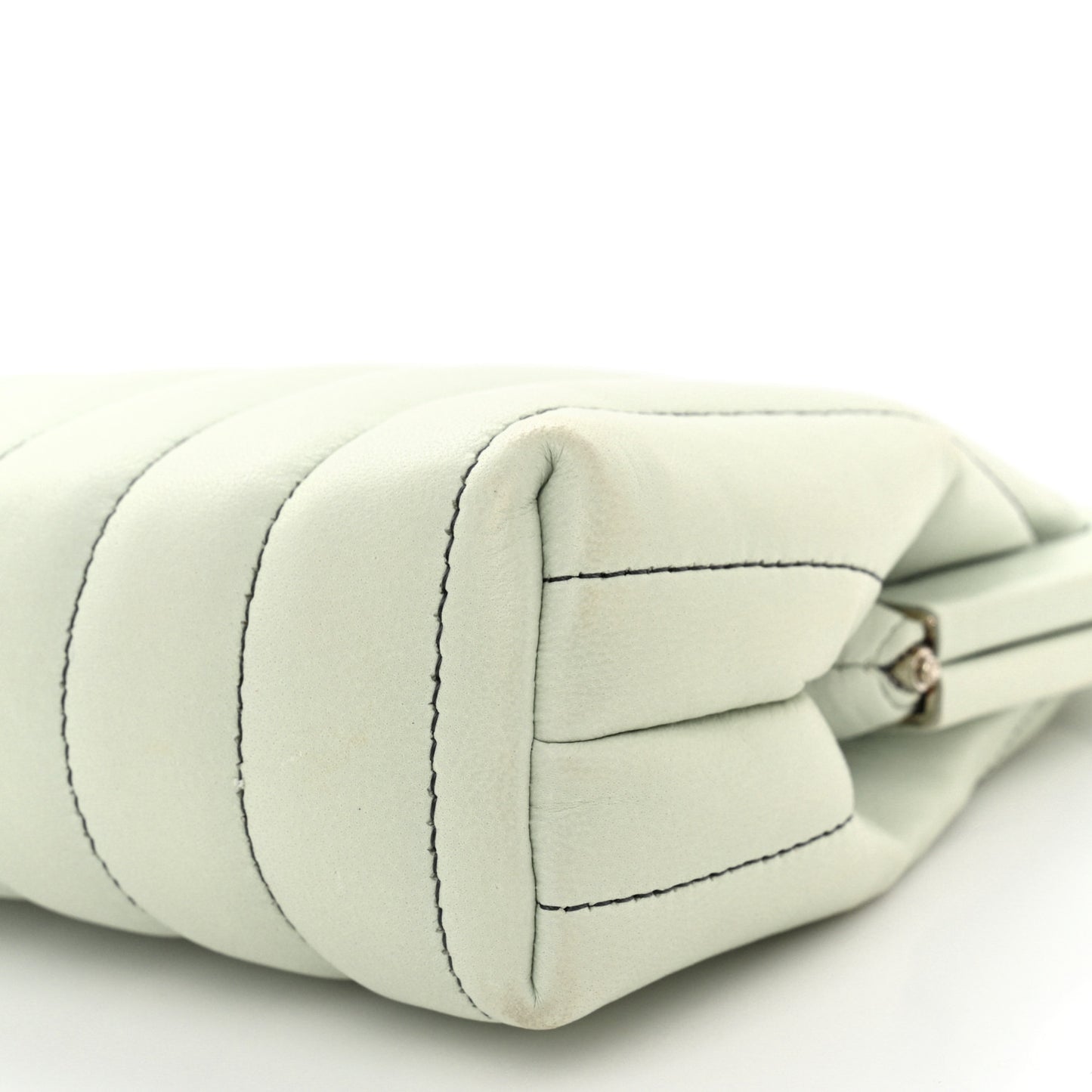 Lambskin Vertical Quilted Mademoiselle Clutch Light Green