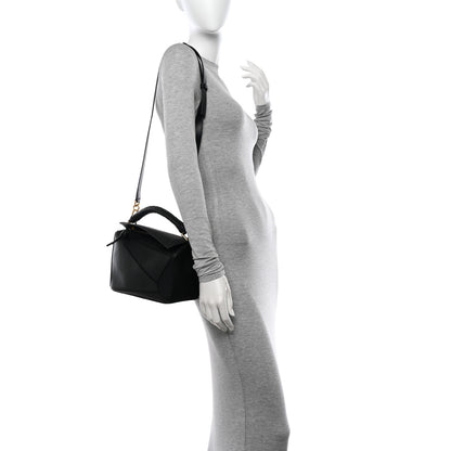 Loewe Calfskin Small Woven Puzzle Bag Black 2 of 10