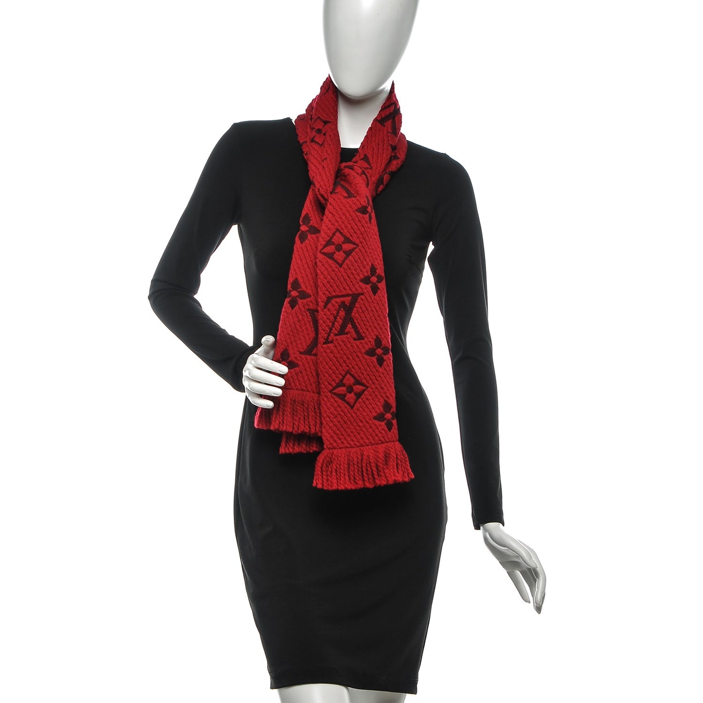 Wool Silk Logomania Scarf Rubis