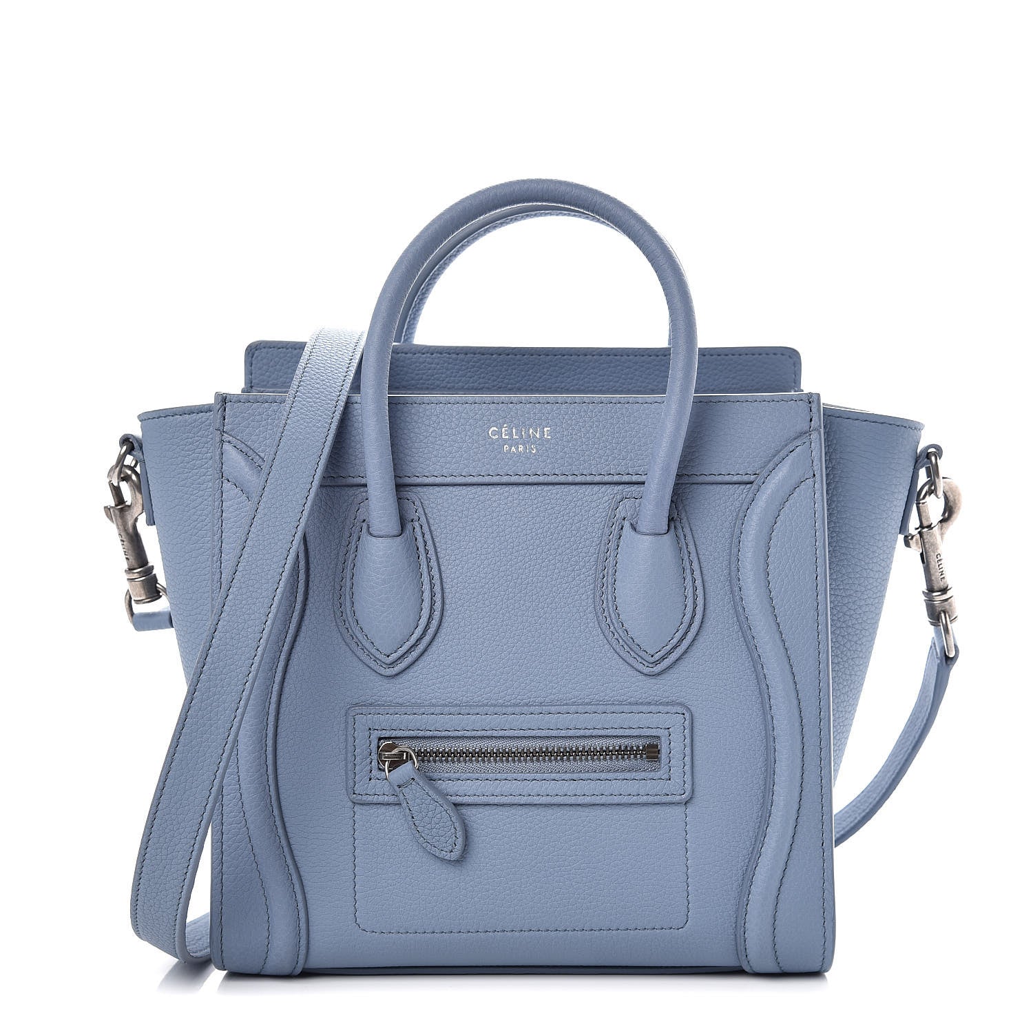 Celine Drummed Calfskin Nano Luggage Blue 1 of 9