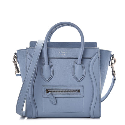 Celine Drummed Calfskin Nano Luggage Blue 1 of 9
