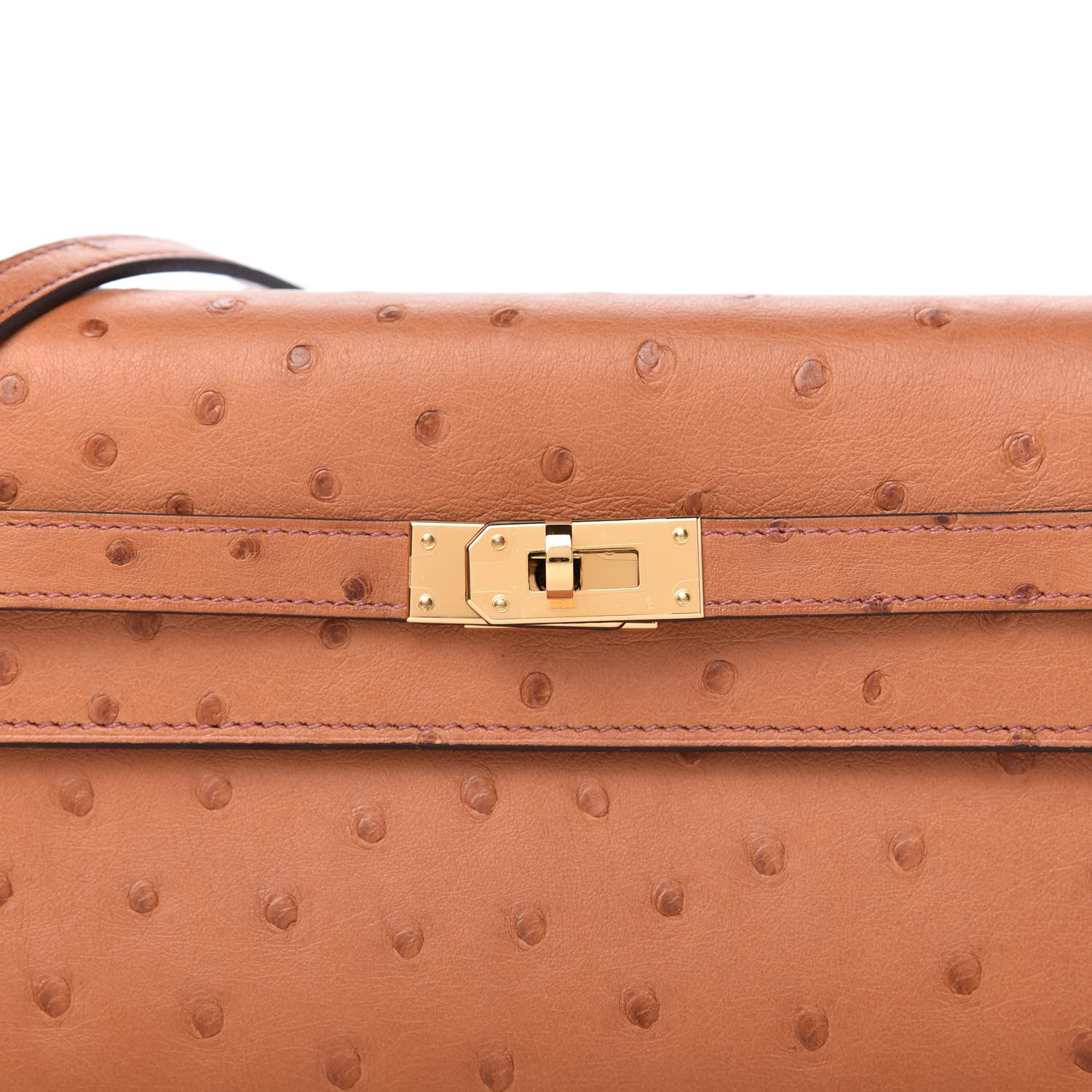 Hermes Ostrich Kelly Wallet To Go Gold 9 of 10
