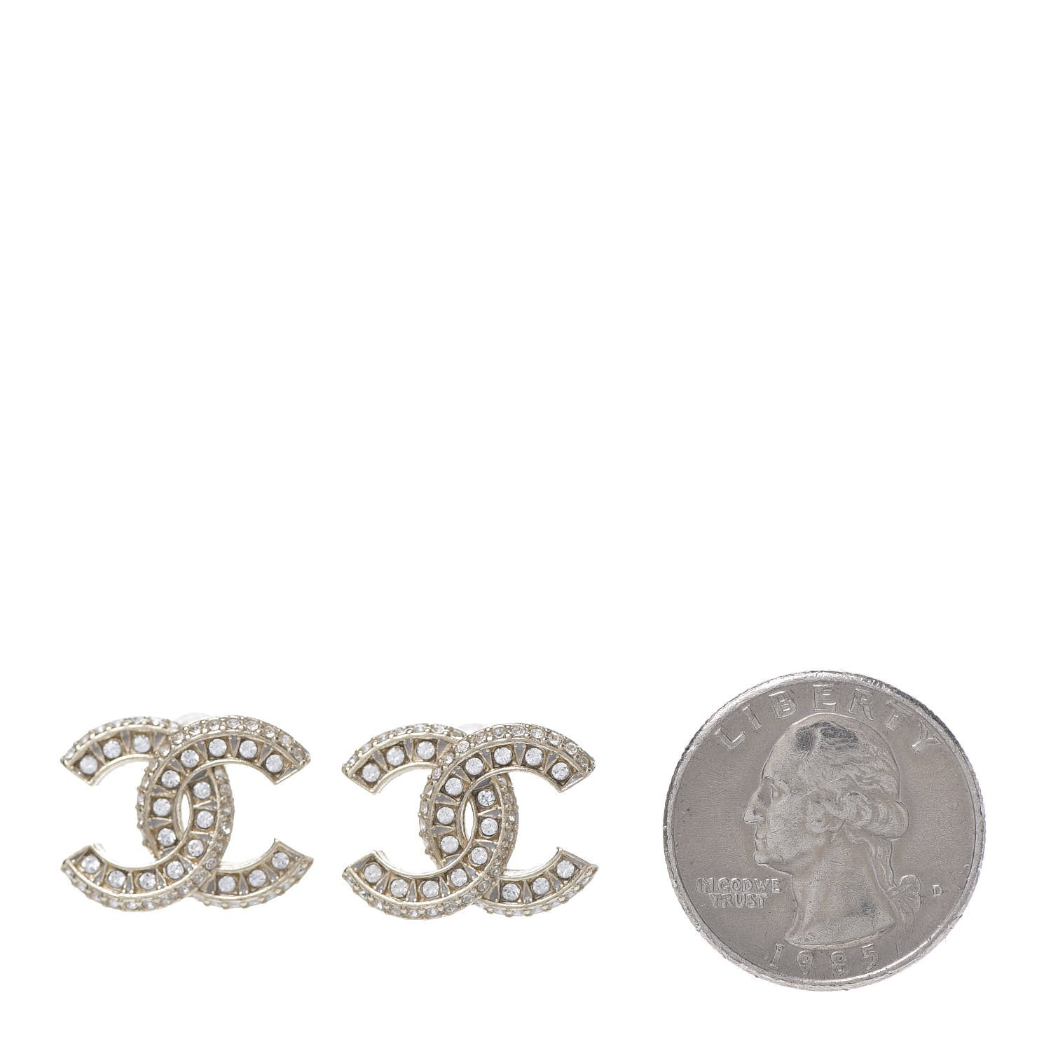 Chanel Crystal CC Earrings Light Gold 2 of 4